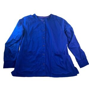 Healing Hands Purple Label Royal Blue Snap Front Scrub Jacket XL